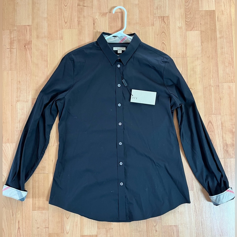 NWT Woman’s Burberry Brit Black Button Down Shirt